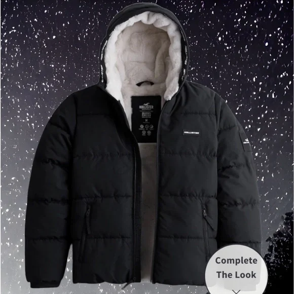 Mock Neck Puffer Hollister Black Lightweight Padded Jacket